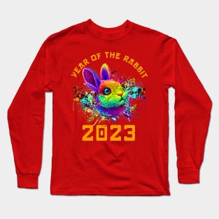 Chinese New Year 2023 Year of the Rabbit Horoscope Pop Art Long Sleeve T-Shirt